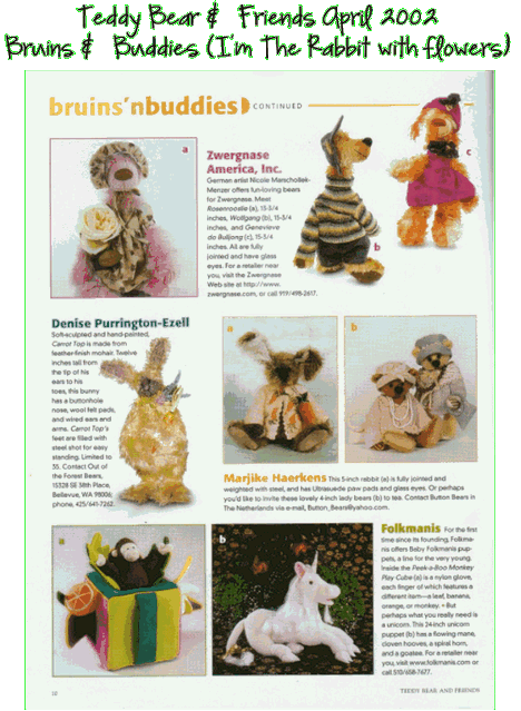 Handmade Teddy Bears by award winning custom made Mohair Teddy Bear artist, Denise Purrington  Teddy Bear and Friends article