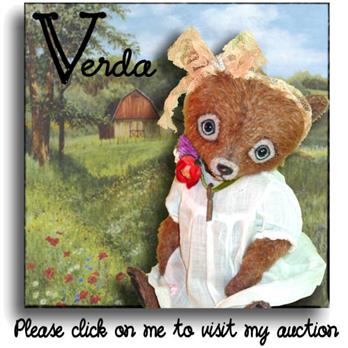 Verda up on Ebay from handmade mohair teddy bear artist Denise Purrington