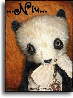 Niu available for immediate adoption from handmade mohair teddy bear artist Denise Purrington