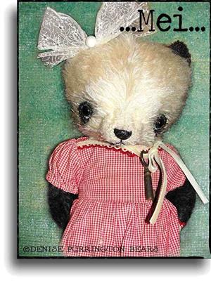 Mei, a handmade mohair artist Panda Bear, available for adoption on Ebay  from Denise Purrington