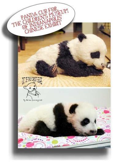 Panda Cub for Childrens Museum of Indianapolis by Award Winning One Of A Kind Handmade Mohair Teddy Bear Artist Denise Purrington of Out of The Forest Bears