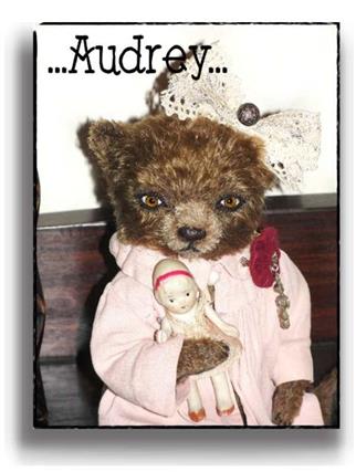 Audrey  - Handmade Teddy Bears, Mohair Teddy Bears, Artist Teddy Bears by Award Winning Artist Denise Purrington